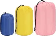 uxcell Stuff Sack 4x8/5x10/7x13, 3 Pcs Waterproof Outdoor Storage Sack Portable Drawstring Dust Flap Plaid Bag Sleeping Bag for Camping Hiking Backpacking, Navy Blue/Yellow/Pink