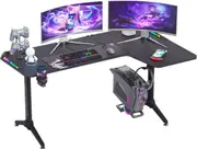 Computer Gaming Desk RGB LED LShape
