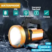 Super Bright LED Searchlight Rechargeable Handheld Spotlight Flashlight 138000lm