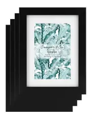 [Cooper & Co] 15x20cm Matt to 10x15cm Set Of 4 Photo Frames in Black