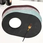 Oval Dining Table Place Mats PU Leather Table Protective Pads Placemats Hotel