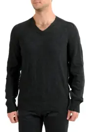 Dolce & Gabbana Men's Gray Distressed V-Neck Wool Pullover Sweater US L IT 52