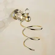 SMALLSUN-Bathroom Shelves European Gold-Plated Hair Drier Rack Air Tube Frame Hair Drier Rack Crystal Bathroom Rack 15 * 13 * 15cm