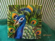 1712 * PEACOCK ~ CAPIZ SHELL TRINKET BOX