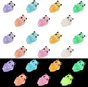 21pcs Mini Resin Panda, Miniature Resin Luminous Pandas Tiny Resin Glowing Animal Ornaments Decor for Garden Landscape Home Decoration & Party Cake Headbands (Prone Position)