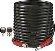 RIDGE WASHER Pressure Washer Hose 50 Feet X 3/8 Inch for Hot and Cold Water, 2-Wire Steel Braid Hose (R2), 3/8 Inch Quick Connect, 6000 PSI