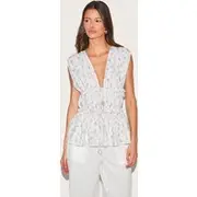 Cream Floral Chiffon Tie Front Top, Cream