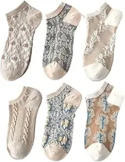 [CHERSE] Womens Floral Socks Vintage Low Cut Ankle Socks for Women Cotton Casual Crew Socks Gifts for Women(4/5/6/7/8/10 Pairs)
