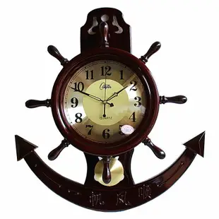正品康巴絲客廳時尚掛鐘 大氣高檔木制鐘表中式時鐘 歐式舵手船舵鐘 時鐘