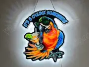 It's 5 O'clock Somewhere Parrot Cocktails 3D LED Light Beer Sign Neon Lamp 16"