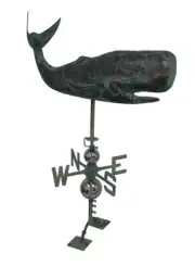 Zeckos Verdigris Finish Metal Whale Weather Vane with Roof Mount
