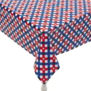 Patriotic Gingham Rectangle Disposable Plastic Tablecloth 54" x 108"