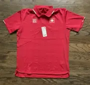 Uniqlo 2021 Olympic Federer tennis Men Dry-Ex Polo T-Shirt with (M) Red
