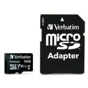 Verbatim 16GB Micro SDHC Media/File Storage Memory Card w/ SD Adaptor Class 10