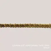 50 YARDS / Lisbon 1/2" Gimp Braid Tape Trim Gold / By the bolt