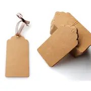 100Pcs/set Kraft Paper Tags Scallop Head Label Luggage Wedding Note DIY Blank Price Name Hang Tag Gift Craft 5x3cm Hand-painted card
