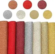 7 Pcs Flower Textured Embossed Faux Leather Sheets Red Silver Gold Color Synthetic Fabric for DIY Handmade Projects Leather Bows Jewlery Making 8"x12"(21cmx30cm)