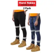 Hard Yakka 2 Pack Taped Stretch Slim Tough Reflective Jegging Work Jean Y08302
