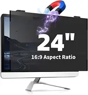 JEAPKA Magnetic Computer Privacy Screen 24 Inch Hanging Removable Privacy Screen Filter for Monitor 16:9 Widescreen, Anti Blue Light Privacy Shield, Anti-Glare Protector, Black