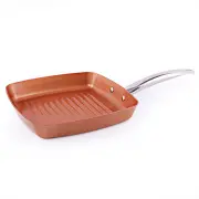 Copper Chef Square Frying Pan Aluminum Alloy Striped Frying pan Food Grade Physical Nonstick Non-smoking Firm Handle