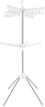 ZLHETWT 2 Tier Laundry Drying Stand, Laundry Hanger Rack, Garment Drying Rack, Foldable Drying Rack, Clothing Rack, 24 Clips Portable Garment Rack for Balcony Camping