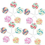 [Generic] 20pcs Colorful Lollipop Pendant Charms Lollipops Candy Ornaments Candy Charms for Crafts Food Charms Dangle Drop Charms Handmade Jewelry Accessories Clay Charms Polymer Clay