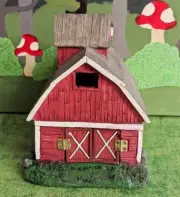 MayRich Mini's 6" Large Barn Light Grey Roof Fairy Gnome Troll Garden NEW in Box