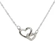 [Uyeyuy] Pure silver double heart-shaped pendant necklace, pure silver necklace, fashionable accessory necklace, can be given as a Christmas gift to grandma and granddaughter birthday jewelry gift, 0,