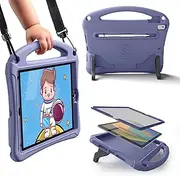 Bam Bino Space Suit Kids iPad Case for 9th/8th/7th Generation (2021/2020/2019) with Pencil Holder, Shoulder Strap, Handle, Stand, Built-in Screen Protector Full-Body Shockproof Cover - 10.2 Inch