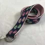 Douglas Paquette Belt Flip Flops Canvas D Ring Belt Blue Pink Sz S 38” NWT