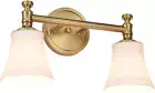 Gold Bathroom Vanity Light Fixtures, Traditional Aged Brass 2 Lights Wall Sconce