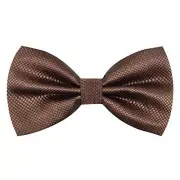 Mens Solid Mini Squares Formal Banded Bow Ties 001-coffee