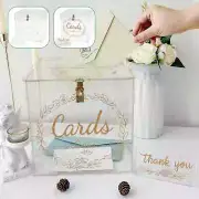 Acrylic Wedding Card Box Transparent Money Boxes With Lock Birthday Party Clear