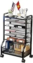 7 Tier File Organizer Beside Desk, Rolling File Cart with Sliding Trays Ideal for Office Organization in Offices, Schools, and Studios