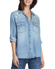 Billy T Hello Sunshine Embroidered Denim Shirt