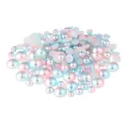 800 Pcs New Rainbow Flatback Round Half Faux Pearls Beads DIY Crafts Nail Art