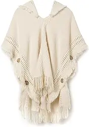 [Generic] Women Knitted Cape Shawl Wrap Cloak Hooded Poncho Hoody Jumper Sweater Tassels