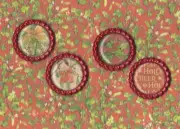 Graphic45 CHRISTMAS MAGIC #413 (4) RED BottleCap Accents HANDMADE