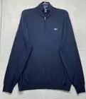 Lacoste Mens Size 2XL Blue 1/4 Zip Wool Polyester Blend Cool Max Sweater (S4)