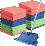 [Nuanchu] 20 Pieces Microfiber Cleaning Cloth 20 x 28 Inch Extra Large Washable Microfiber Towels Reusable Car Drying Towel for Home Cleaning Car Wash Pet Drying, Red, Green, Blue