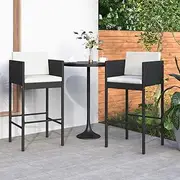 Bar Stools 2 pcs with Cushions Black Poly Rattan,Poly Rattan Bar Stools Durable, Weatherproof & Comfortable for Outdoor Use Outdoor Chair