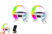 2pcs Wireless Charging Night Light Bluetooth Speaker Alarm Clock for Bedside Office Study Home Decor