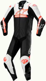 Alpinestars Missile V2 Ward, leather suit 1pcs. , color: Black/White/Neon-Red , size: 58