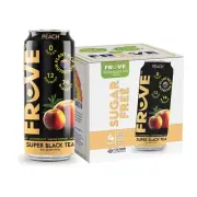 Fruve Super Black Tea Sugar Free Drink, Peach (4 x 16 Fl Oz) 856093006982VL