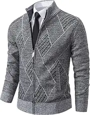 [DGHM-JLMY] Knitwear Cardigan For Men'S Full Zip Up Fleece Lined Stand Collar Knit Coat Slim Fit Casual Knitted Sweaters