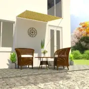 Retractable Awning Yellow White Outdoor Shade 150x150 cm Garden Patio Canopy