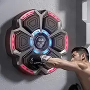 Music Boxing Machine, Interactive Punching Trainer with Boxing Gloves, Large Size Wall Mounted Electronic Boxing Target for Adults Kids, 9 Speeds