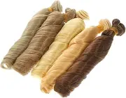HOOTNEE DIY Doll Hair Wefts 5pcs Synthetic Curly Wig Extensions Heat Styling Realistic Fit Soft Baby Doll Hair Making Supplies