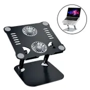 Foldable Adjustable Laptop Stand with Double Cooling Fan-Black