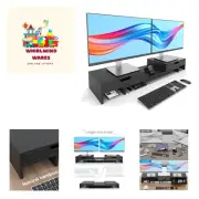 Monitor Stand with 2 Drawers for Desk, Bamboo Dual Monitor Stand Riser with s...